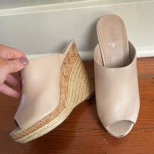 Charles David leather wedges, beige, size 8